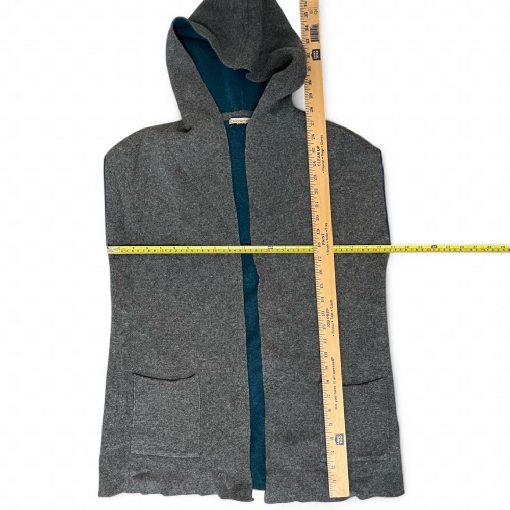 Chiaramente Reversible Wool Hooded Vest Gray Teal Women's Small Italy VTG - Picture 7 of 7